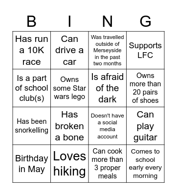 Icebreaker Bingo Card