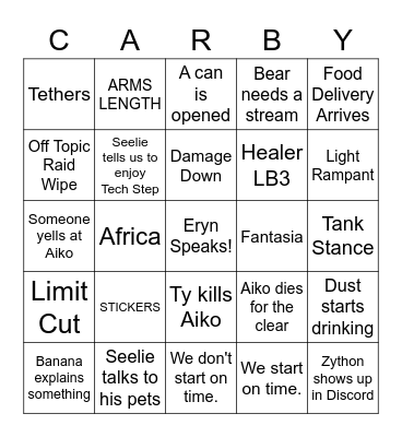 Raid time with Aiko! Bingo Card