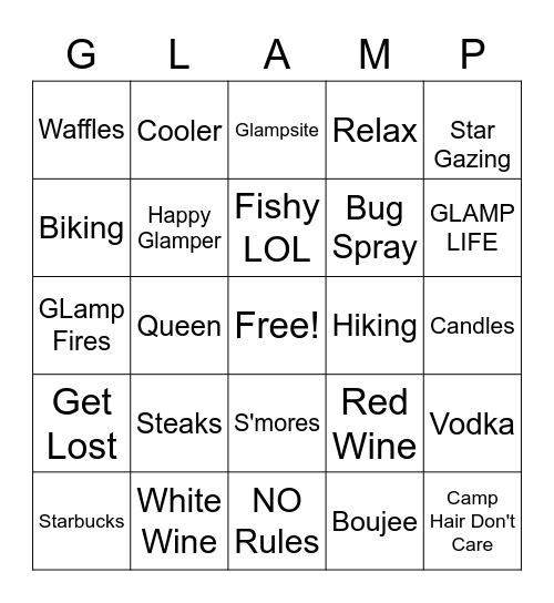 Happy Glamper Bingo Card