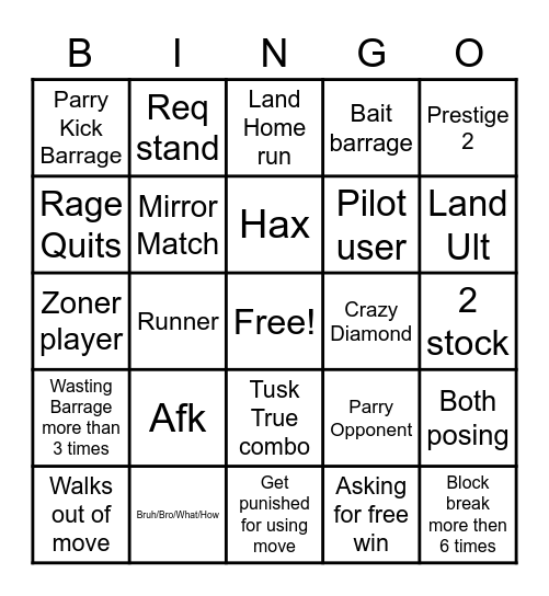 Stone free Bingo Card