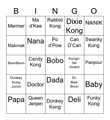 Imp Round 1 [Monkey] Bingo Card