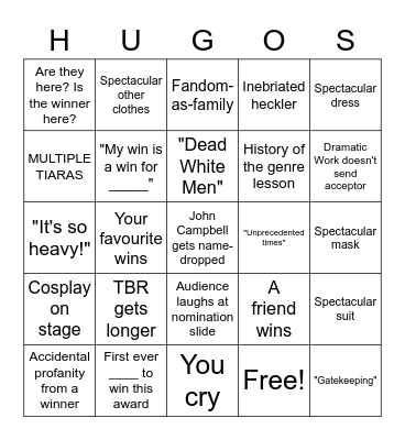 Hugos 2022 Bingo Card