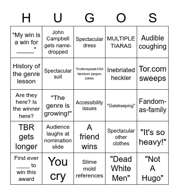 Hugos 2022 Bingo Card