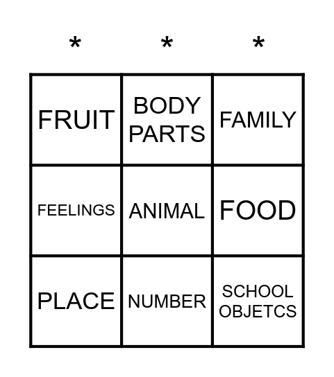 TIC-TAC-TOE Bingo Card