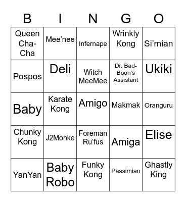 Frosty Round 1 [Monkey] Bingo Card