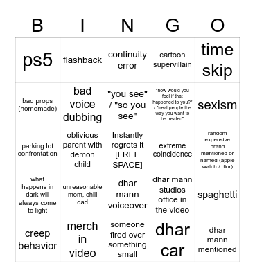 Dhar Mann Bingo Quandale Edition Bingo Card