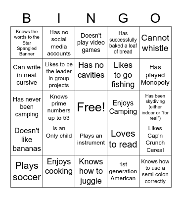 AVID Bingo Card