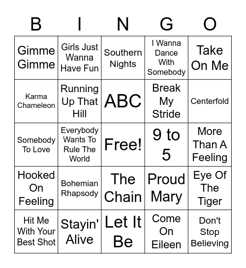 TF MUSIC BINGO!!!!!! Bingo Card