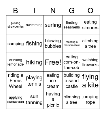 Summer Bingo Card