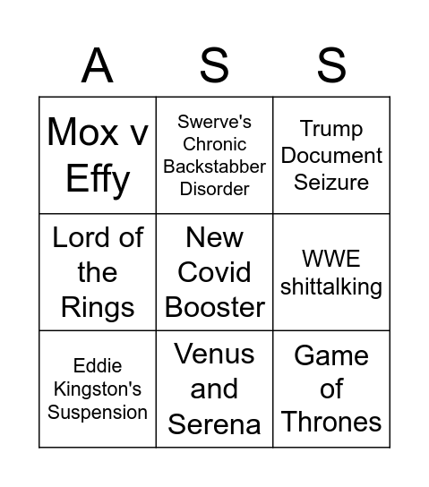 Acclaimed Rap Bingo Card