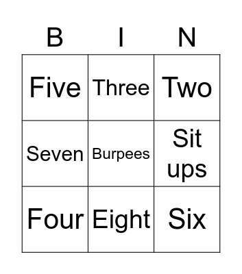 fitness bingo Card
