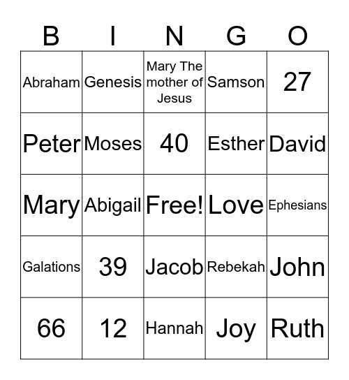 Bible Who Am I? Bingo Card