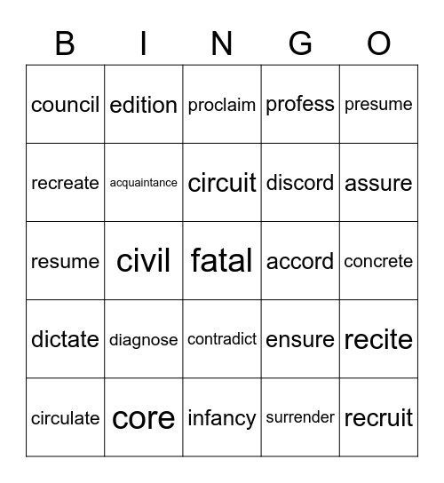 DAY 21 Bingo Card