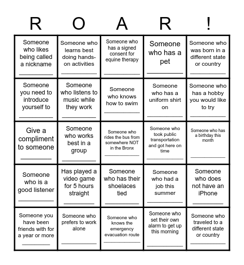 PBIS MINGO Bingo Card