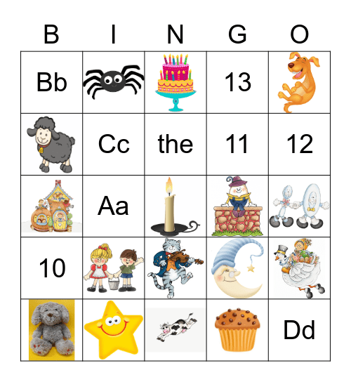 Nursery Rhyme Bingo Card