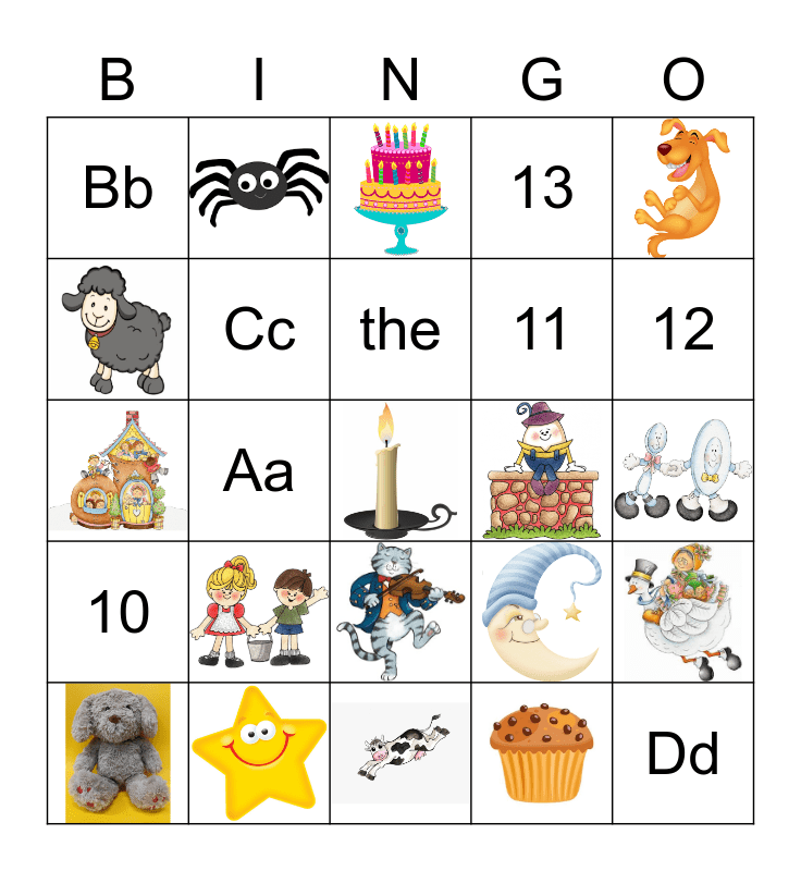 Nursery Rhyme Bingo Card