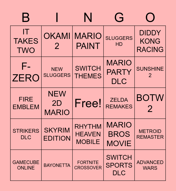 NINTENDO DIRECT Bingo Card   Nintendo Direct 