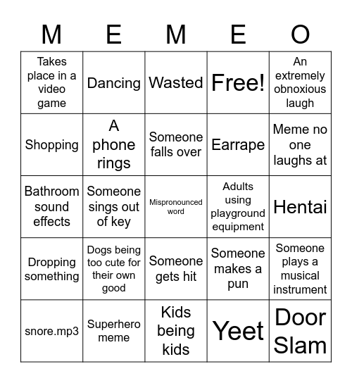 Meme Bingo Card