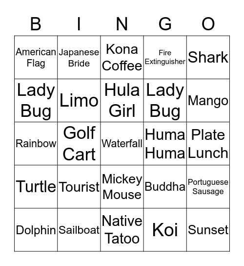 Ko'Olina Bingo Card