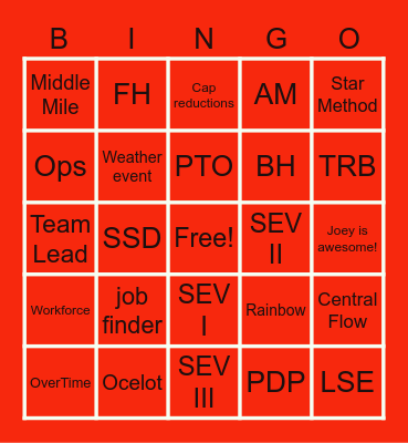 SSD BINGO Card