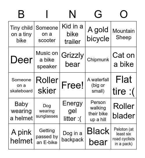 Bow Valley Parkway Bingo Card