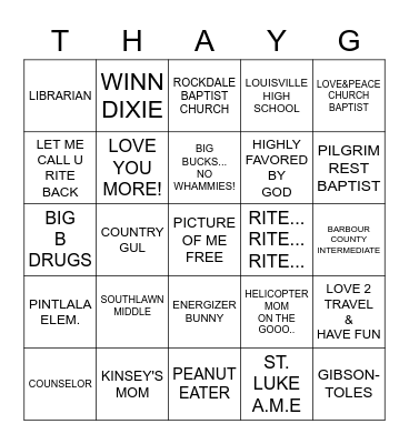 PAR-TAY with THAY 50TH BIRTHDAY Bingo Card