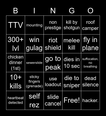 Warzone (sep. 2022) Bingo Card