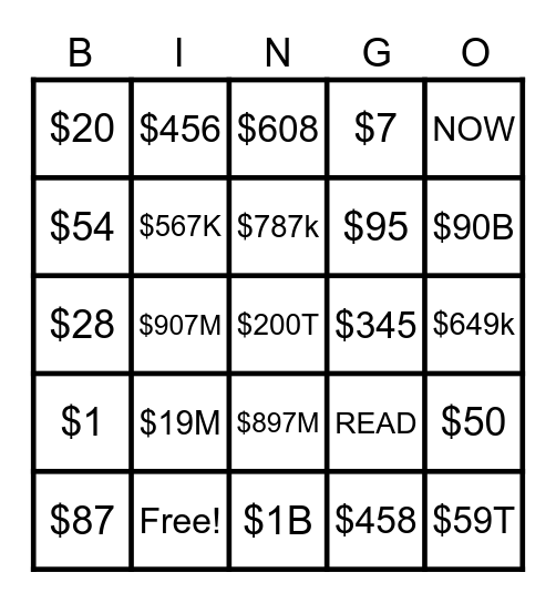 Friday Bingo Card