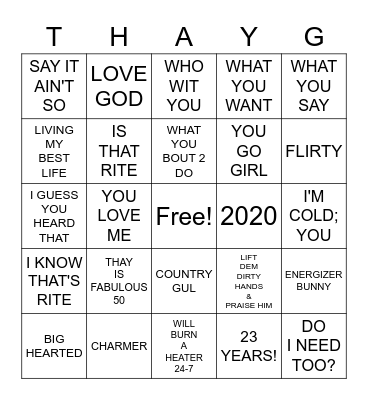 PAR-TAY with THAY 50TH BIRTHDAY Bingo Card