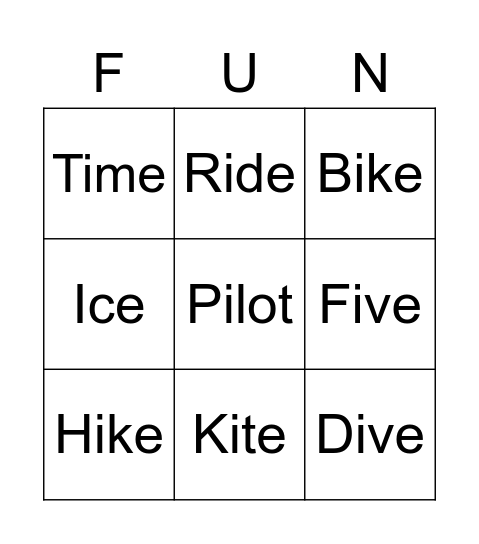 Long / i / Sounds Bingo! Bingo Card
