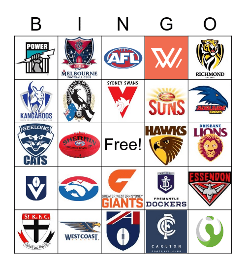 AFL Bingo Card