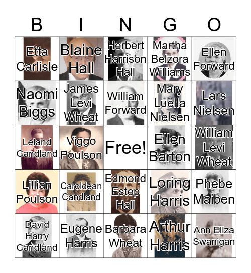 Family Ancestors Bingo Card
