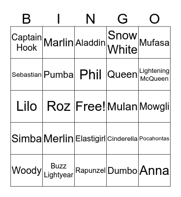 Disney Bingo Card