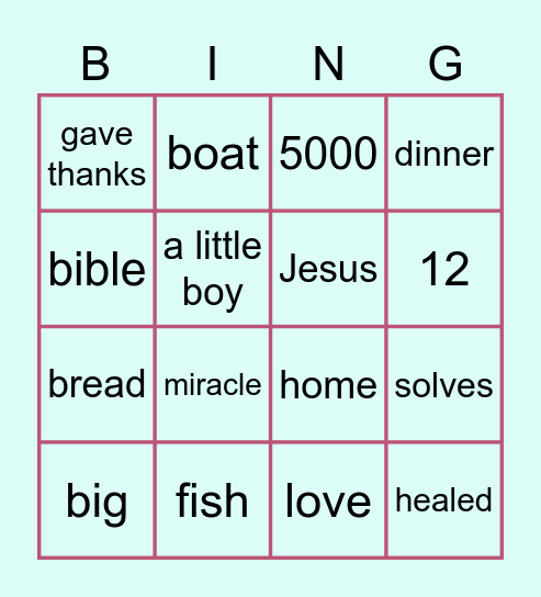 Jesus feeds the 5000 Bingo Card