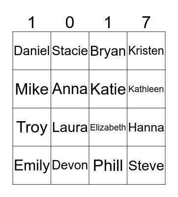 Wedding Party Bingo! Bingo Card