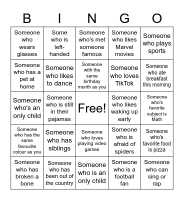 Human Bingo Card
