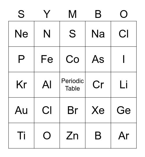 ELEMENTS Bingo Card
