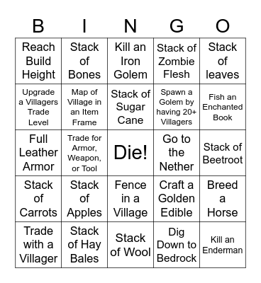 Minecraft Bingo - Homestead Card Bingo Card