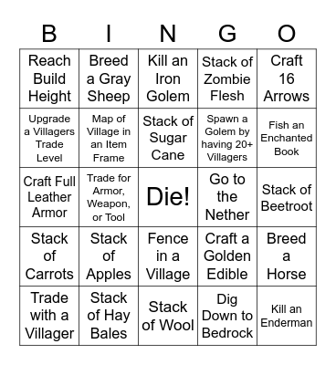 Minecraft Bingo - Homestead Card Bingo Card