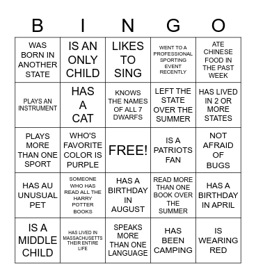 HOMEROOM Bingo Card