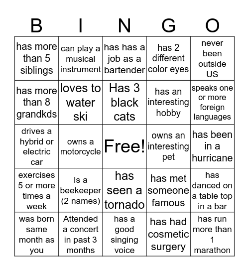 SAMM Bingo Card