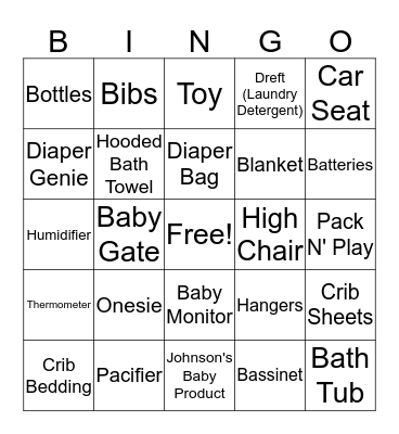 Baby Bingo! Bingo Card