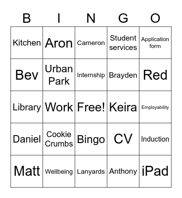 Barnsley College Bingo Card