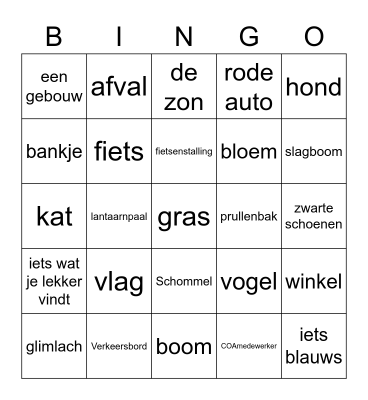 Buiten Bingo Card