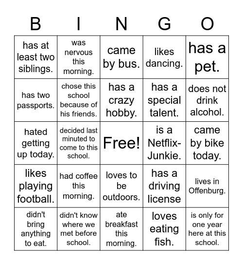 Find someone who... Bingo Card