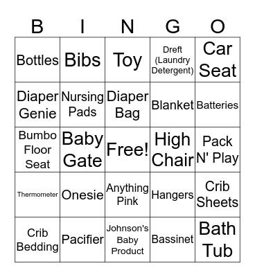 Baby Bingo! Bingo Card