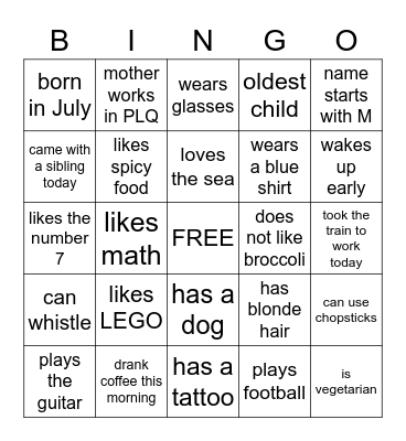Find someone who Bingo Card