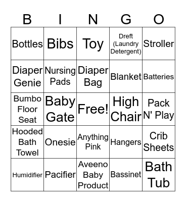 Baby Bingo! Bingo Card