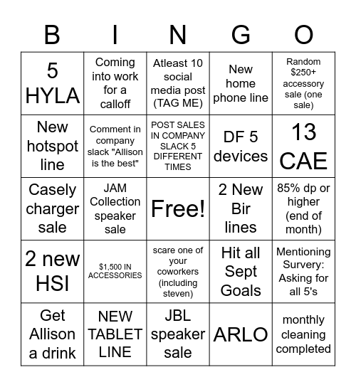 DANIEL Bingo Card