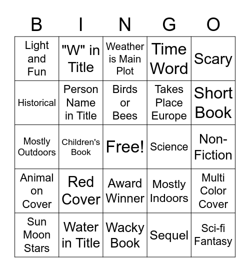 BOOKS Bingo Card